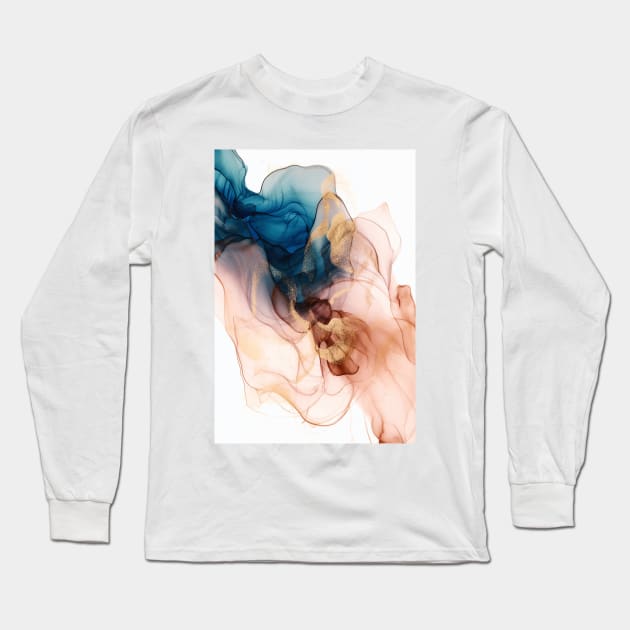 Nighttime Coffee - Abstract Alcohol Ink Art Long Sleeve T-Shirt by inkvestor